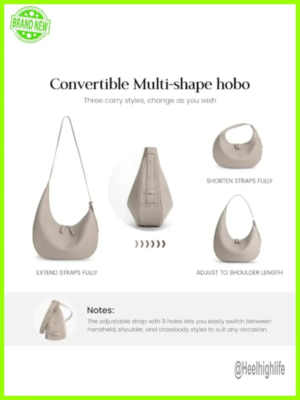 Genuine Leather Slouchy Hobo Bag - Crescent Crossbody Shoulder Bag Handbag